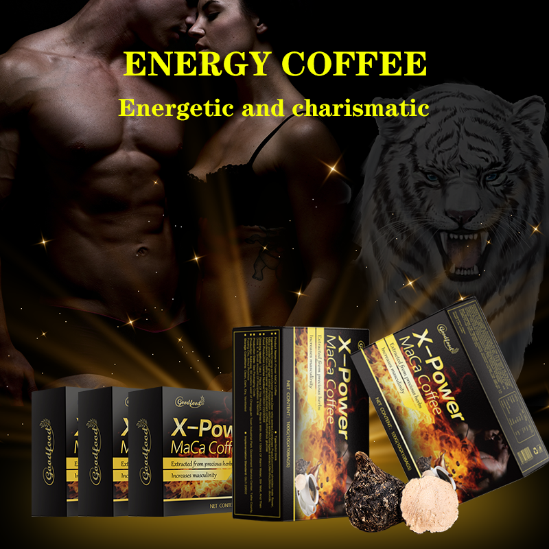 กาแฟสำเร็จรูปช็อกโกแลตเพิ่มพลังงานสำหรับผู้ชาย Man X Power ฉลากส่วนตัว อาหารเสริมแมค้า โสม ไต อาหารเสริมเพิ่มความมีชีวิตชีวาจากผลไม้