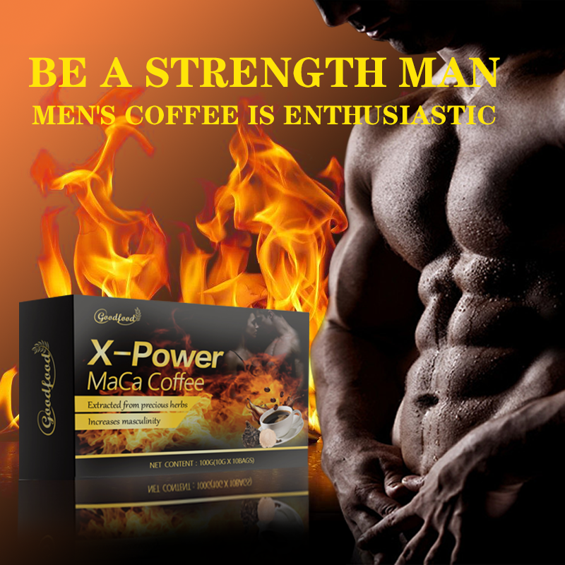 กาแฟสำเร็จรูปช็อกโกแลตเพิ่มพลังงานสำหรับผู้ชาย Man X Power ฉลากส่วนตัว อาหารเสริมแมค้า โสม ไต อาหารเสริมเพิ่มความมีชีวิตชีวาจากผลไม้