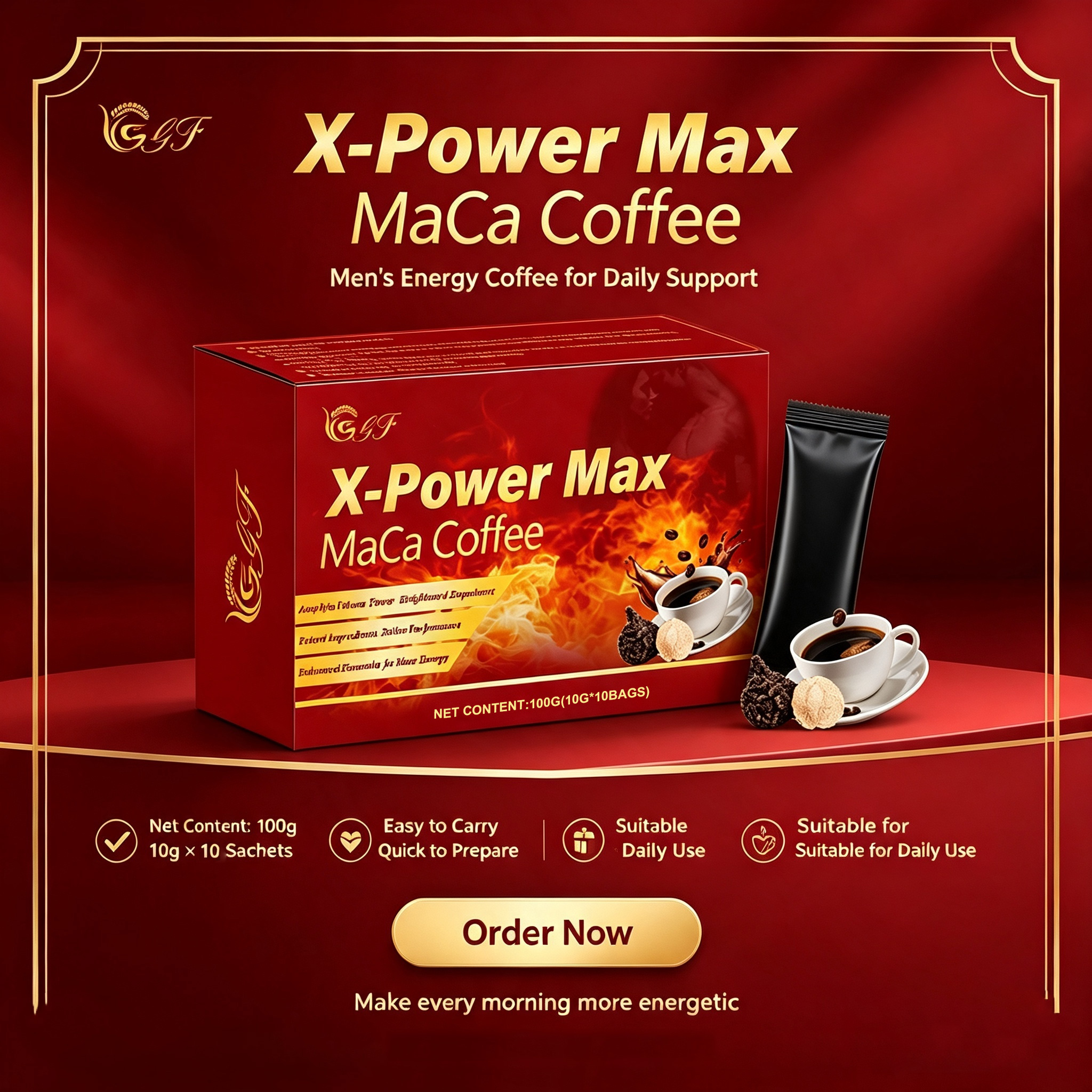 กาแฟมาca X Power ขายดี กาแฟสำเร็จรูปคุณภาพสูง ผลิตภัณฑ์ดูแลสุขภาพเพิ่มพลังงานสำหรับผู้ชายเพื่อเพิ่มโอกาสมีบุตร บรรจุในกล่องและถุง