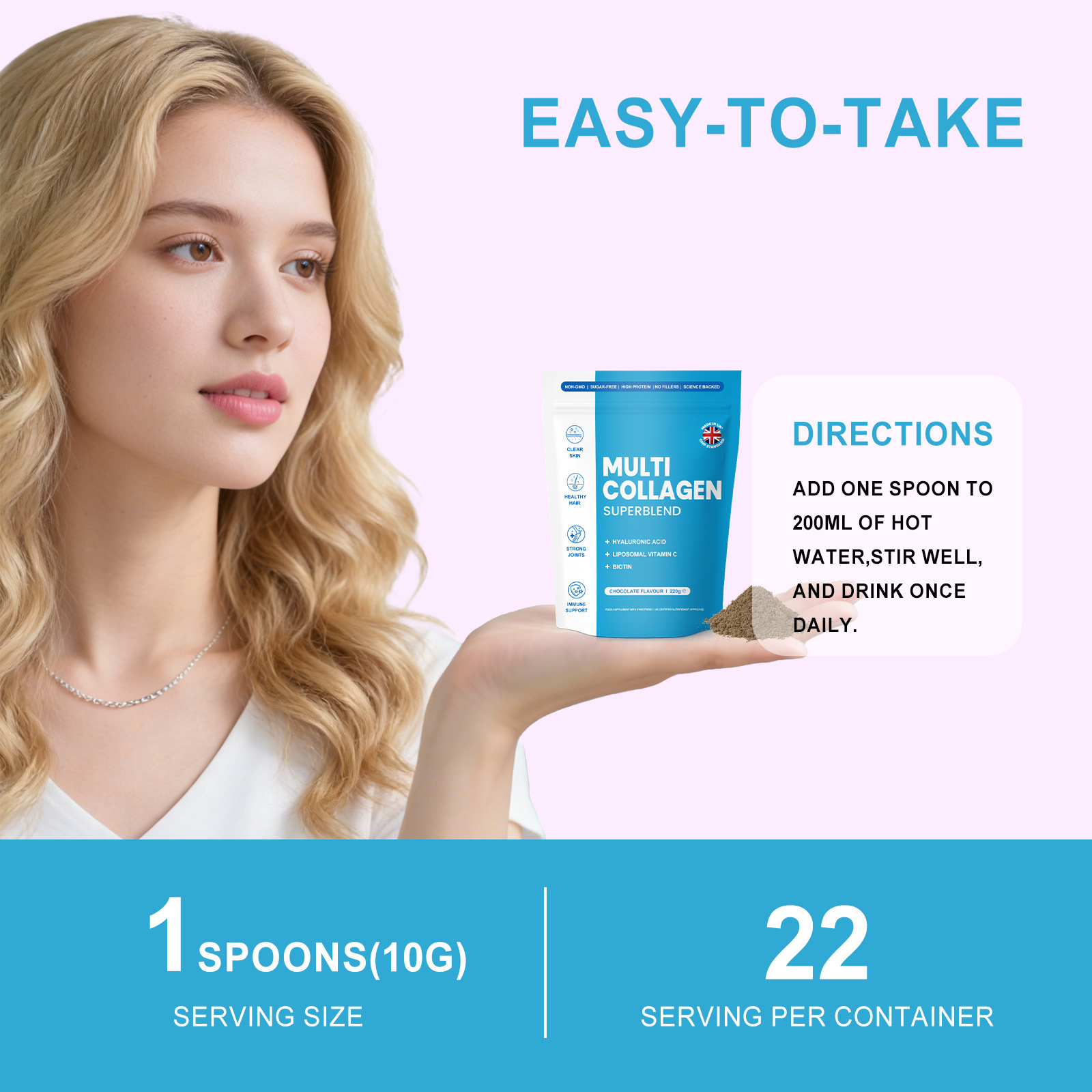 คอลลาเจนฟื้นฟูผิวผงสำเร็จรูปทันที  brightening เรียบเนียนผิวหน้า น้ำหนักเบา ให้ความชุ่มชื้น สดชื่น ผลิตภัณฑ์ความงาม
