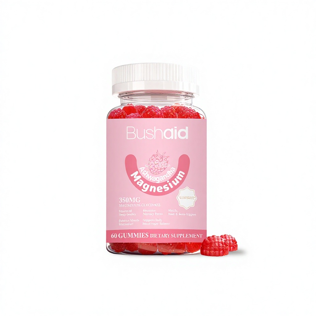 Bushaid  Magnesium Glycinate Gummy Candy อาหารเสริมเพื่อช่วยเพิ่มความจำและปรับปรุงการนอนหลับ 60 เม็ด